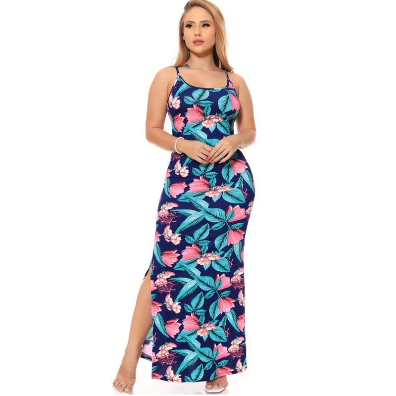 Vestido Floral Canelado Casual Versátil - Coleção Verão 2023