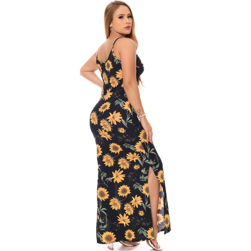 Vestido Floral Canelado Casual Versátil - Coleção Verão 2023